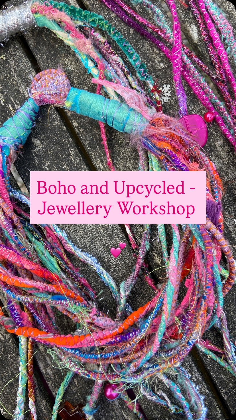 What a wonderfully colourful day at the studio! ✨

Our boho upcycled textile jewellery workshop was bursting with vibrant scraps, bold textures and brilliant creative energy. Everyone experimented with machine-stitched cords, layered reclaimed fabrics and added personal embellishments to create truly unique statement pieces.

It was amazing to see the same techniques transformed into such different designs—each one full of character and completely one of a kind. Add plenty of tea, coffee and homemade flapjacks, and it was the perfect recipe for a joyful day of making! 

#TextileJewellery #UpcycledJewellery #CreativeWorkshops #MachineStitching #studiolife